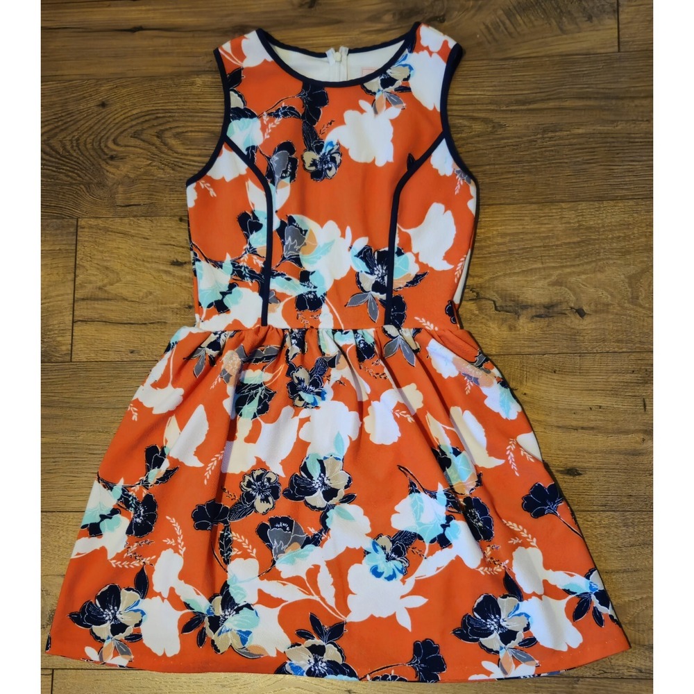 Love...ady Women's Orange Floral Sleeveless Dress Size Medium M